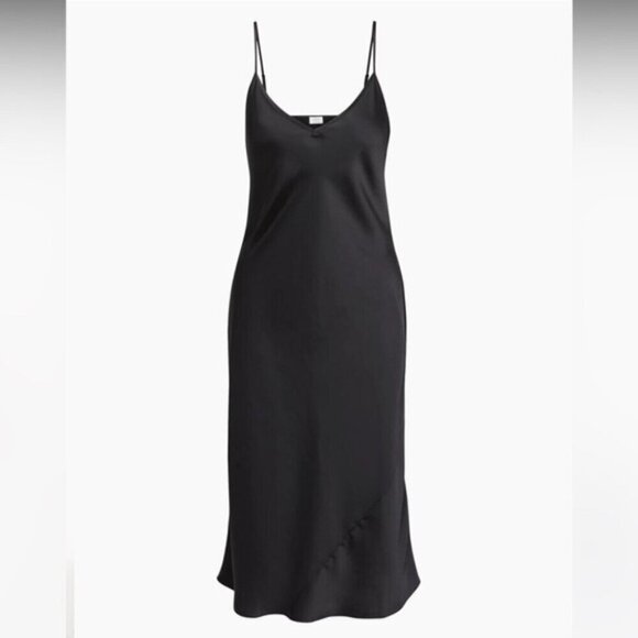 Aritzia Wilfred Only Satin Midi Slip Dress Black Size Small - Picture 2 of 11